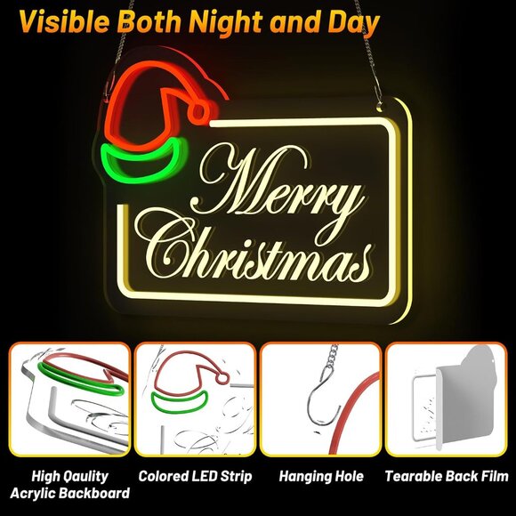 Merry Christmas Neon Sign Dimmable LED Ideal Ambient Lighting Decorations - Picture 4 of 6